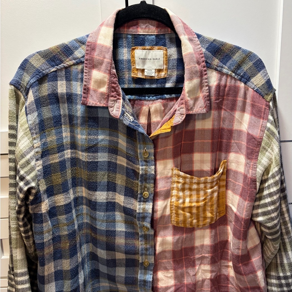 American Eagle Outfitters Colorblock Plaid Women's Shirt
